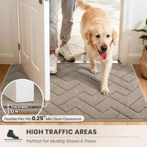 PURRUGS Taupe Hallway Runner Rug 32" x 70" - Low-Profile Entryway Door Mat