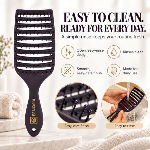 BEAUXSOI Vented Detangling Hair Brush for Wet & Dry Curly, Thick Hair