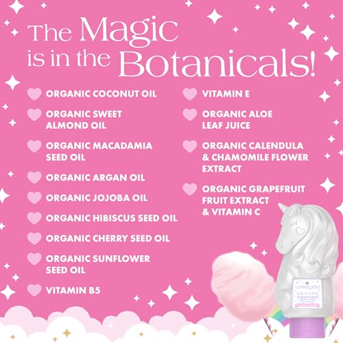 Glimmer Wish Unicorn Kids Conditioner, Fragrance-Free, Organic Oils, Sensitive Skin, 12 Fl Oz