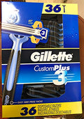 Gillette Custom Plus3 Disposable Razors 36 Count for Smooth Shaving