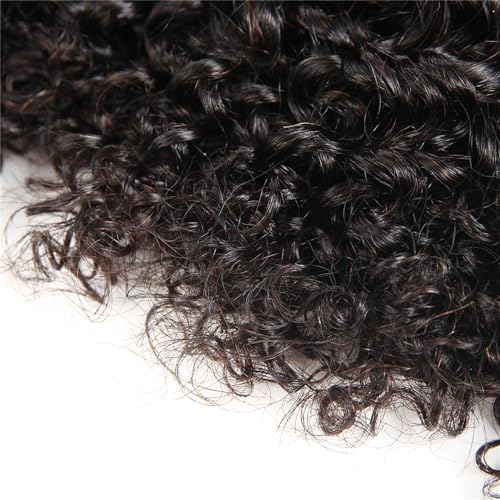 10 Inch Kinky Curly Human Hair Bundles - Natural Black, Brazilian Virgin, Double Weft for Black Women - Variation #1B-Natural-KC