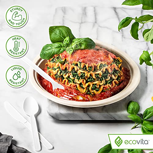 Ecovita Ivory White Compostable Disposable Utensil Set - 380 Large Eco-Friendly Cutlery (7 in.)