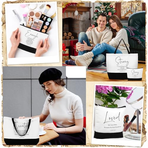 Christian Bible Verse Tote Bag Makeup Bag 12 Bible Words English Variation of THIS listing