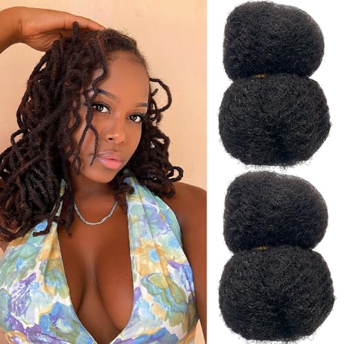 DISTINS 8 Inch Natural Black #1B Afro Kinky Human Hair for Dreadlocks & Extensions