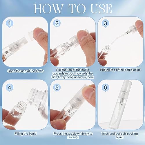 Mini Glass Spray Bottles 5ml & 10ml - 200 Pack Travel Perfume Atomizers Clear Cap