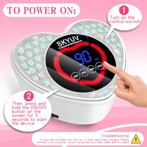 UV LED Nail Lamp, Rechargeable Cordless Nail Dryer for Gel Polish, UV Nail Light with 45 Beads, Professional Quick Dry Curing Lamp with 3 Timers Setting for Salon and Home