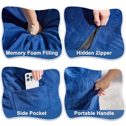 Oversized Velvet Bean Bag Chair - Blue XX-Large | Hobestluk