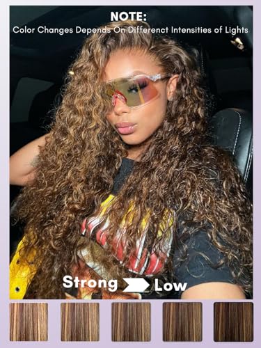 Honey Blonde Deep Wave 2x6 HD Lace Closure - 12 Inch, P4/27 Highlight Ombre
