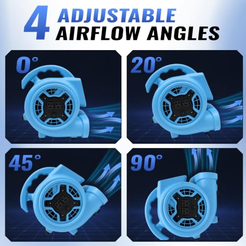 Air Mover 1/4 HP 1000 CFM - Portable Blower Fan for Water Damage Restoration Variation of 1/4HP-1000CFM