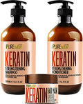 Keratin Shampoo and Conditioner Set with Hair Mask for Shine & Nourishment