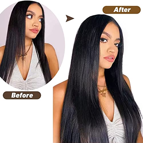 Clip in Hair Extensions 18 Inch 150g Natural Black Real Human Hair - Variation of THIS listing