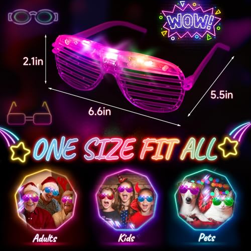 HONLYNE 105 Pack LED Glow in The Dark Glasses for Party, Halloween, Birthday, Rave