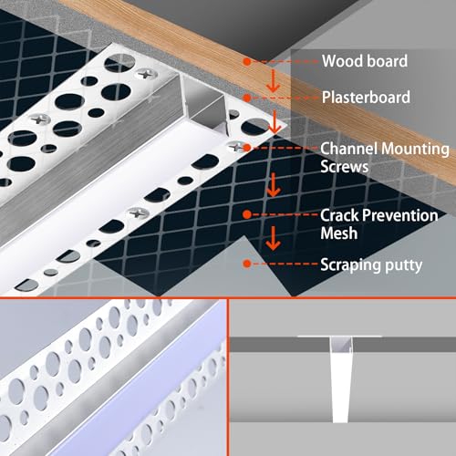 2m 6-Pack LED Strip Light Channel Aluminum Profile with White Diffuser