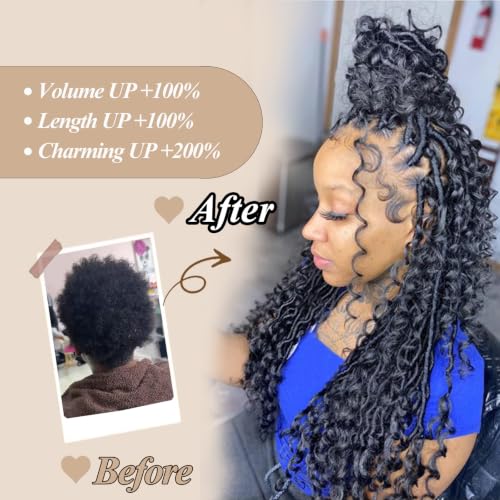 Boho Goddess Locs Crochet Hair - 9 Packs, 18 Inch, 1B# Variation of THIS listing