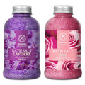 Bath Sea Salt Set with Lavender & Rose Essential Oils - Relaxing Body Care