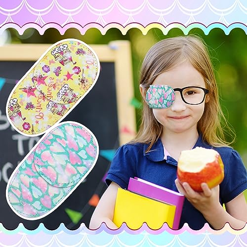Newcotte 12 Pcs Eye Patch for Kids Toddler Reusable Adjustable Girls Boys Eyepatch for Glasses Left or Right Eye Patch, Assorted Patterns(Mermaid)