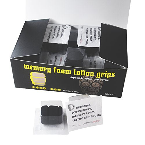 BISIBITA2 20 Pack Tattoo Foam Grip Covers for 1-Inch Tubes Black - Comfort & Vibration Reduction