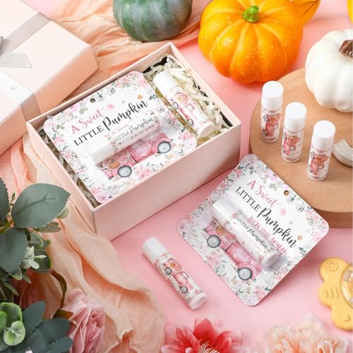 Pumpkin Flower Lip Balm Set - Fall Party Favors for Baby Shower & Halloween