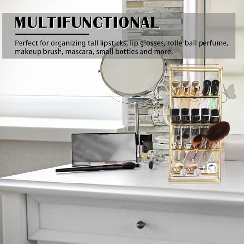 ELLDOO 4 Compartment Vintage Glass Perfume Organizer - Clear Display Case