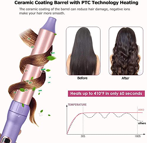 6-in-1 Ceramic Curling Iron Set with Straightener & Travel Bag - Adjustable Temp