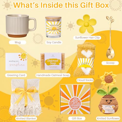 Yellow Sunflower Gift Box for Women - Birthday Get Well Soon Care Package