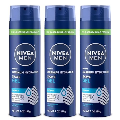 NIVEA MEN Maximum Hydration Shave Gel with Aloe Vera & Provitamin B5 - 3 Pack, 7 oz Cans
