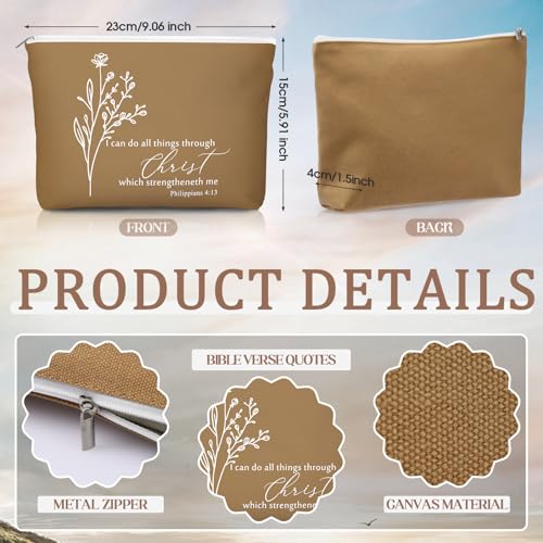 Christian Gifts for Women Set - Neutral Colors & Aesthetic Style, 20 Makeup Bags & Mirrors