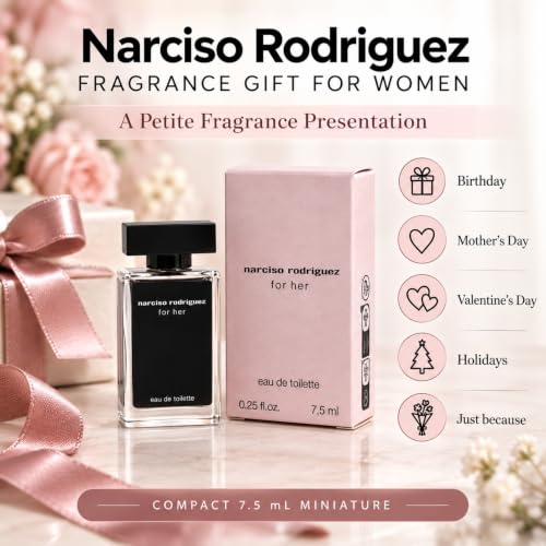 Narciso Rodriguez for Her Eau de Toilette Mini Splash 0.25 Fl Oz – Travel Size Perfume