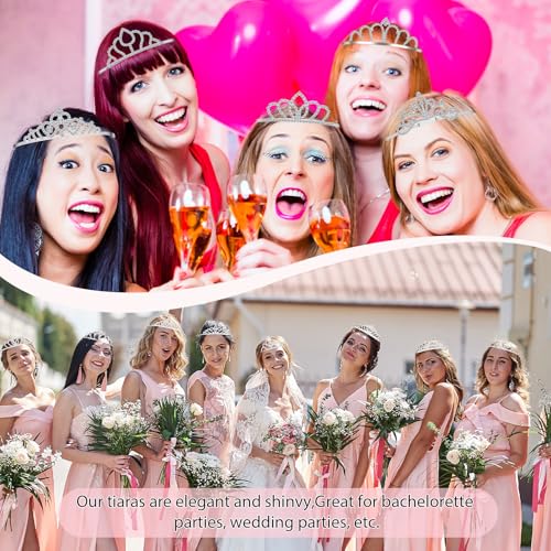 Remuuly 12 Pcs Silver Crystal Tiara Crowns for Women & Girls - Elegant Hair Accessories
