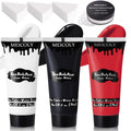 Black White Red Face Body Paint Set with Sponges & Setting Powder for Halloween Costumes