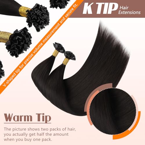 Sunny Hair K-2 Dark Brown Human Hair Extensions 50g - Seamless Keratin Bonded Weave