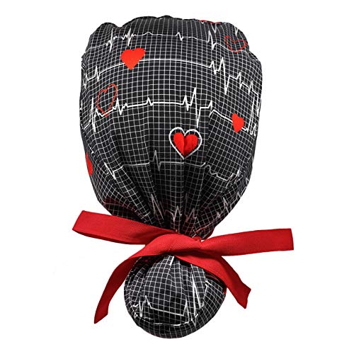 Working Cap with Buttons and Sweatband Adjustable Ribbon Tie Ponytail Hats for Women,Long Hair Head Covers Hair Caps