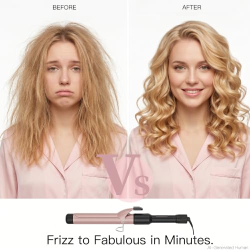 Ceramic Curling Iron 60s Fast Heat Hair Curler with LCD Display & Tangle-Free Design