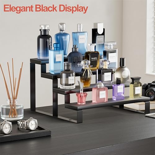 2 Pack Black Cologne Organizer Set - 4 Tier Perfume & Fragrance Display Stand