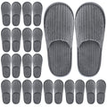Elcoho Medium Grey Closed Toe Spa Slippers 12 Pairs Coral Fleece Washable Home & Hotel Use