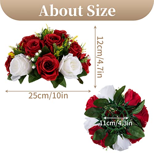Sziqiqi Red & White Silk Kissing Ball Flowers - 10 Pcs Wedding Centerpieces