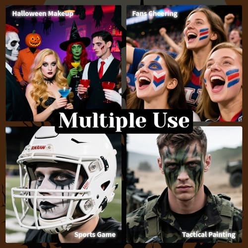 Face & Body Paint Stick Set for Halloween Cosplay SFX - Black White Grey, 4 Pack