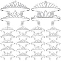 24 Pcs Crystal Tiara Crowns for Women Bulk - Silver Classic