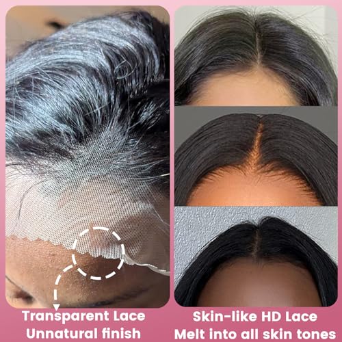 HD Lace Closure Human Hair 14 Inch Straight Virgin Hair 2x6 Middle Part