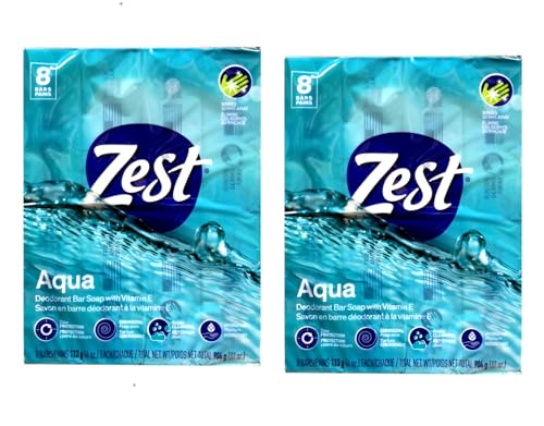 Zest Aqua Bar Soap - 4 oz Cleansing Soap Bars, Pack of 16