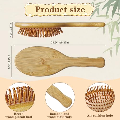 Fishtail Handle Bamboo Hair Brush Set - 10 Pack for Detangling & Styling