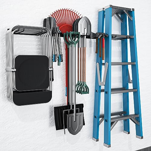 16.5 Inch Wall Mount Folding Chair Storage Rack 4 Pack - Heavy Duty Garden & Patio Organizer Hooks