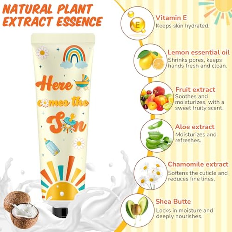 48 Sets Here Comes The Son Hand Cream Gifts Bulk Baby Shower Hand Cream Travel Size Lotion Bulk Son Party Supplies Favors Birthday for Guest