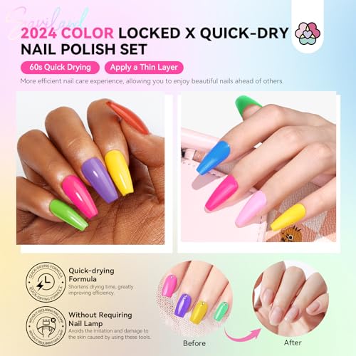 SAVILAND Neon Nail Polish Set - 20+3 Bright Colors, Quick Dry, Nail Art Kit for Home & Gift