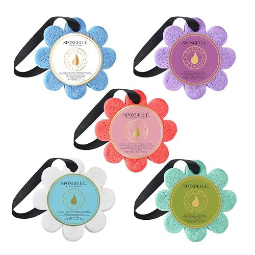 Spongelle Wild Flower Buffer Body Scrubber | Bath & Shower Loofah for Women | Exfoliator with Body Wash Infused Sponge