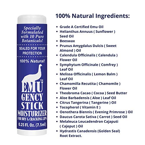 Montana Emu Ranch - EMUgency All Purpose Moisturizing Pocket Stick - 0.25 Ounce - 3 Pack - Helps Relieve Chapped, Cracked, and Split Lips and Skin