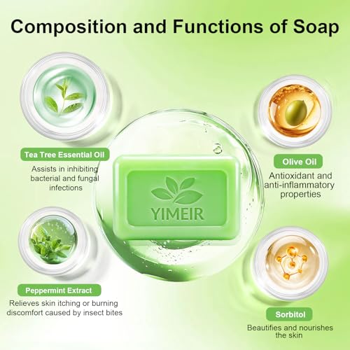 Tea Tree Soap Handmade, About 4.5Oz, Tea Tree Oil Soap Bar for Face & Body - Natural Acne Treatment, Deep Cleansing for Oily & Sensitive Skin, Antibacterial & Soothing Bath Washing Soap
