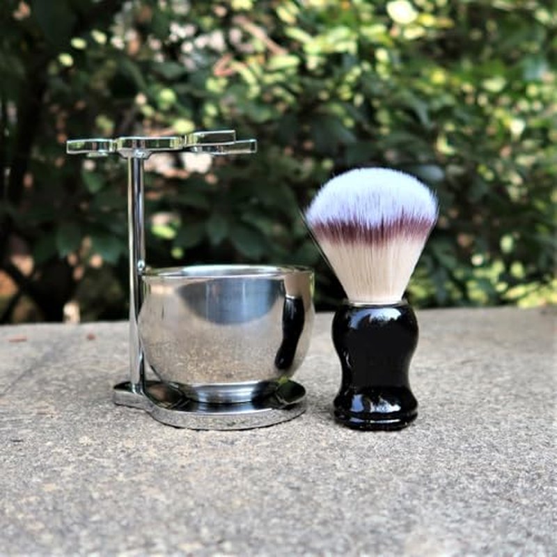JEQUIL&CORENVEO Shaving Set for Men, 3 in 1 Grooming Set Includes Shaving Brush, Shaving Bowl, Razor & Brush Stand