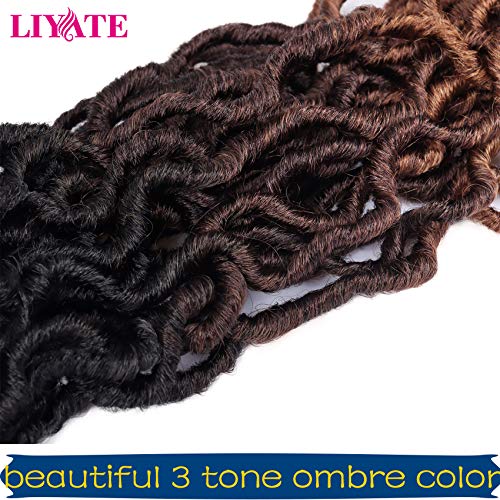 14 Inch Faux Locs Crochet Hair - Soft Goddess Locs for Black Women, 6 Packs, Variation of 1B/4/30