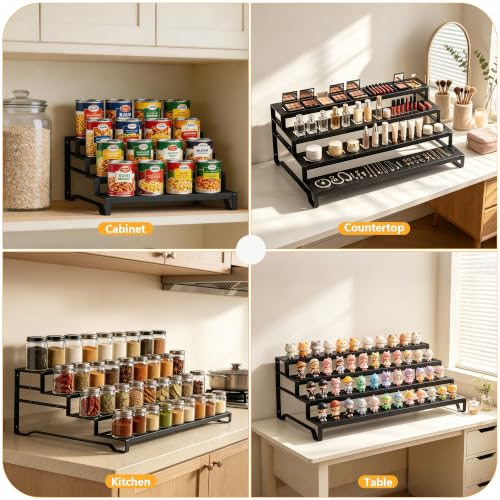 Attelite 4-Tier Expandable Can Organizer for Pantry, 2 Pack - Metal Canned Food Storage Rack